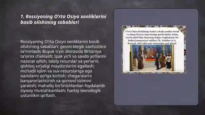 Oʻrta osiyo xonliklaring rossiya tomonidan bosib olinishi 3