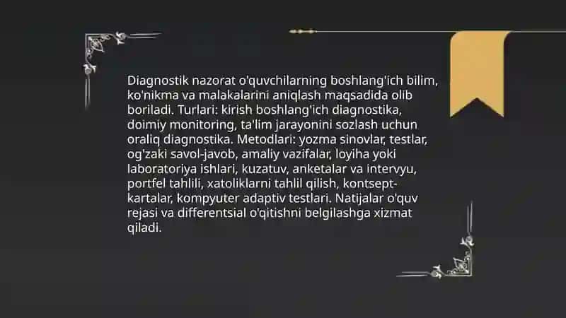 Diagnostik nazorat turlari va metodlari 3