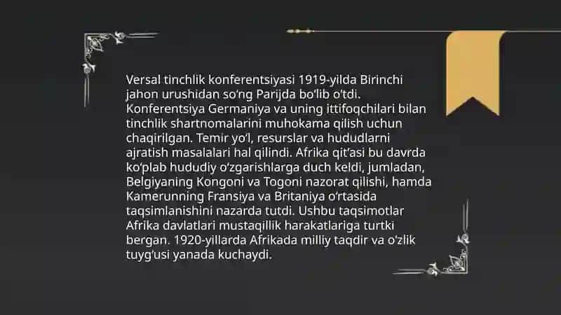 Birinchi jahon urishidan so‘ng àfrika davlatlari 3