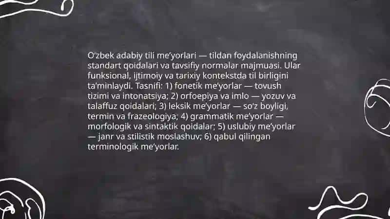 Oʻzbek adabiy meʼyorlari Hozirgi oʻzbek adabiy tili meʼyorlari tasnifi 3
