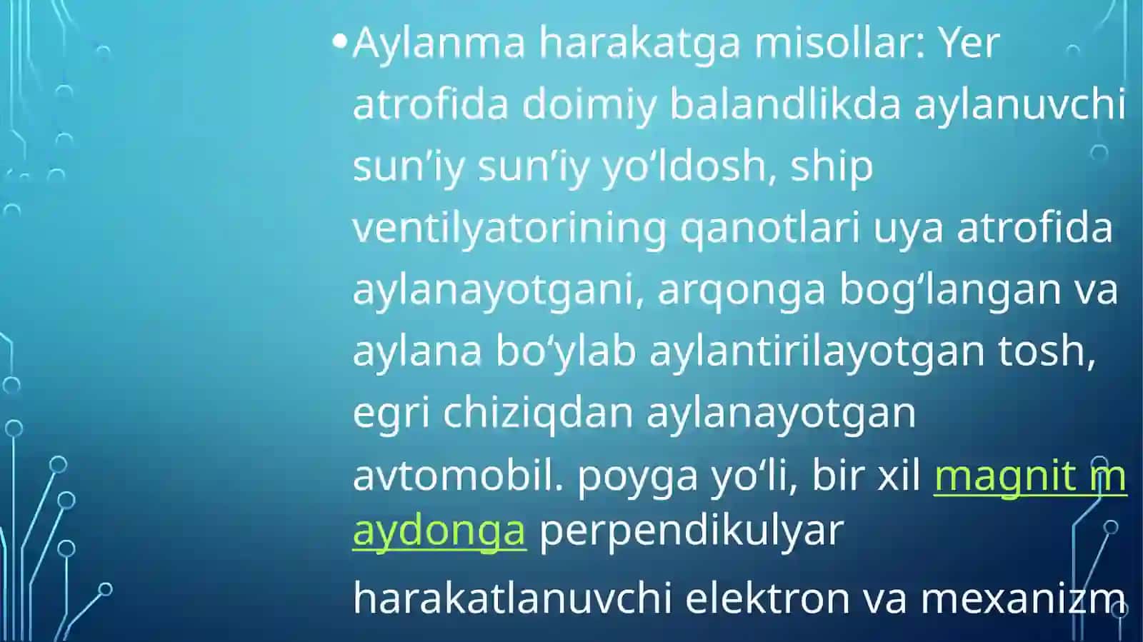 aylanma harakat mexanikasi qonunlari 3