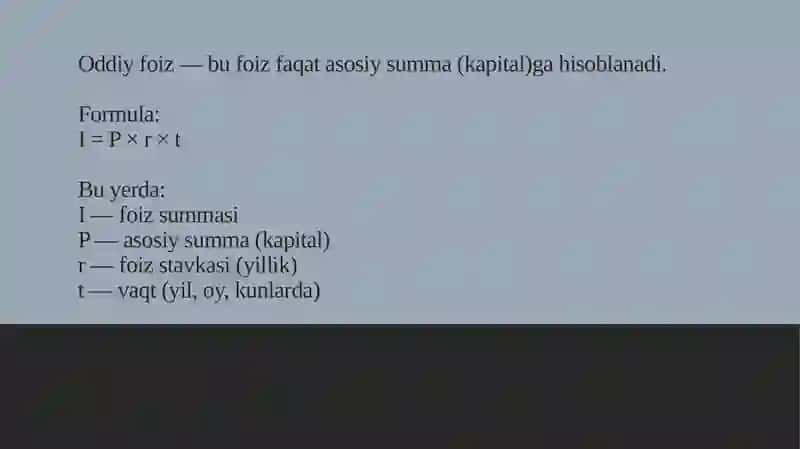 Oddiy foiz stavkalari da diskontlash 3