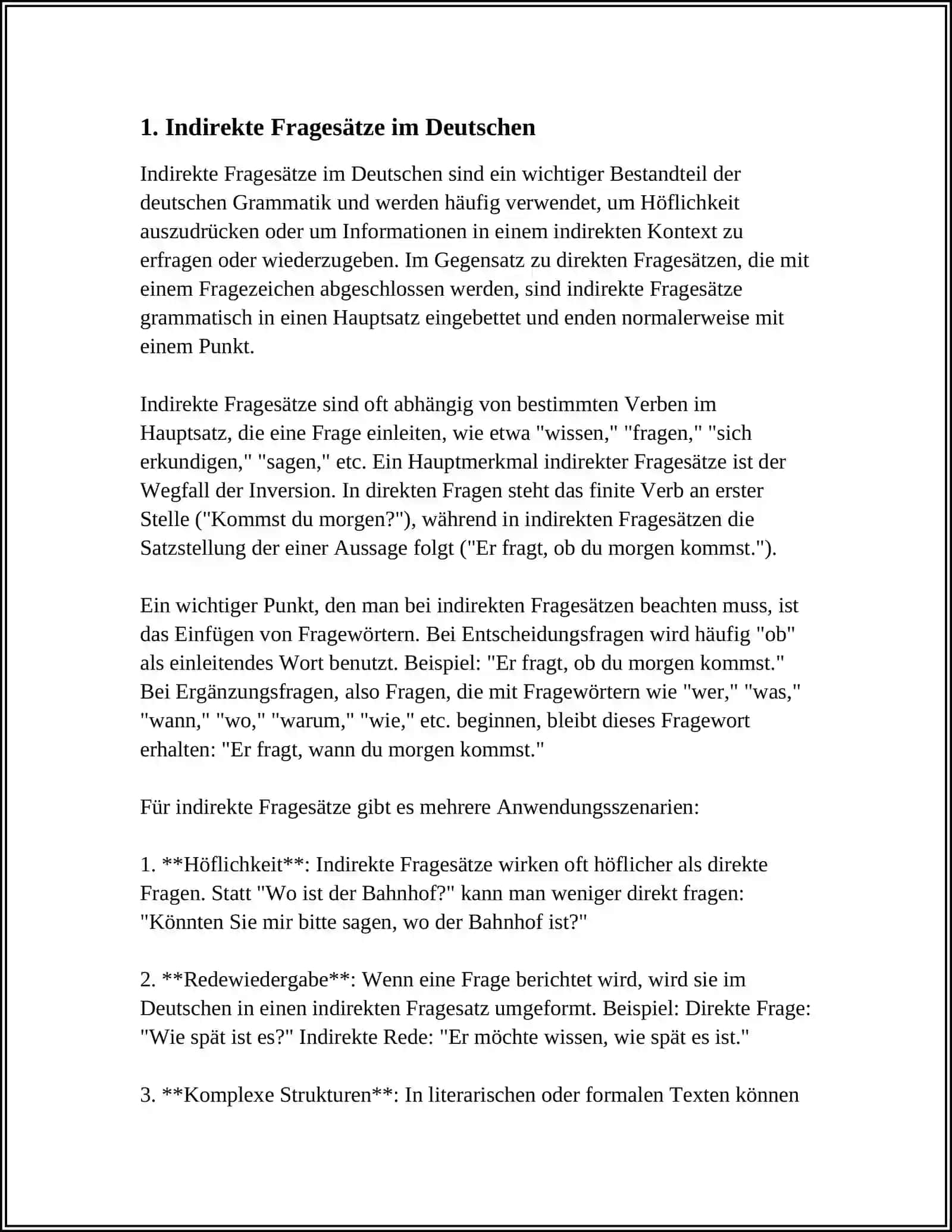 GRAMMATIK: NEBENSATZ:INDIREKTE FRAGESÄTZE 3