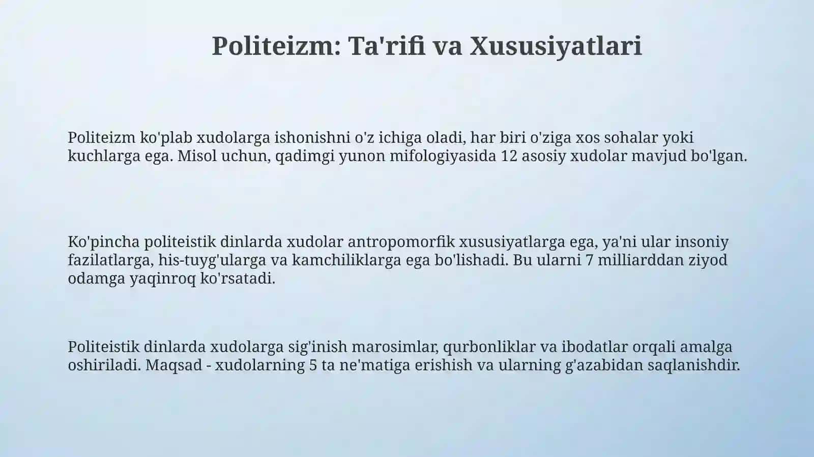 Dinning turlari: politeizm, monoteizm va genoteizm 3