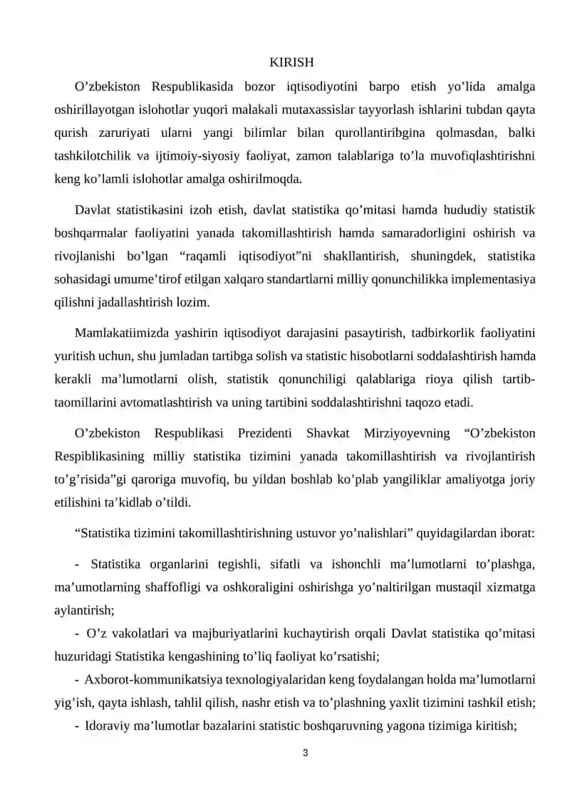 Statistika fanidan o’quv amaliyoti 3