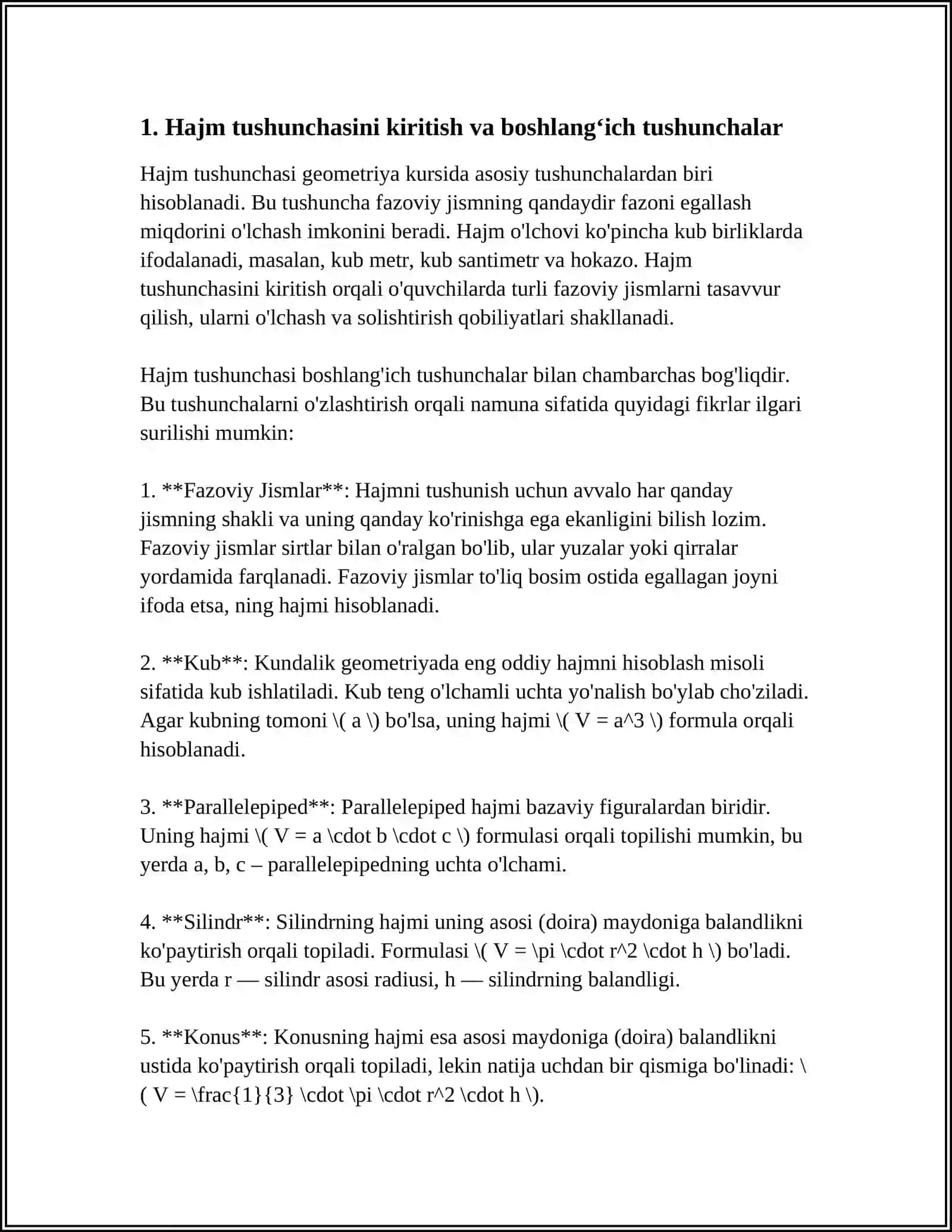 GEOMETRIYA KURSIDA HAJMLARNI OʻQITISH METODIKASI 3