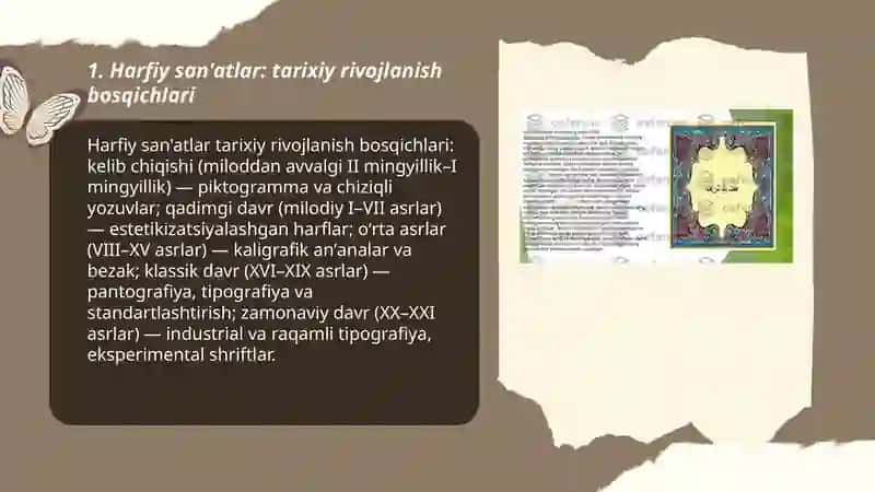 Harfiy san'atlar: tarixiy rivojlanish bosqichlari 3