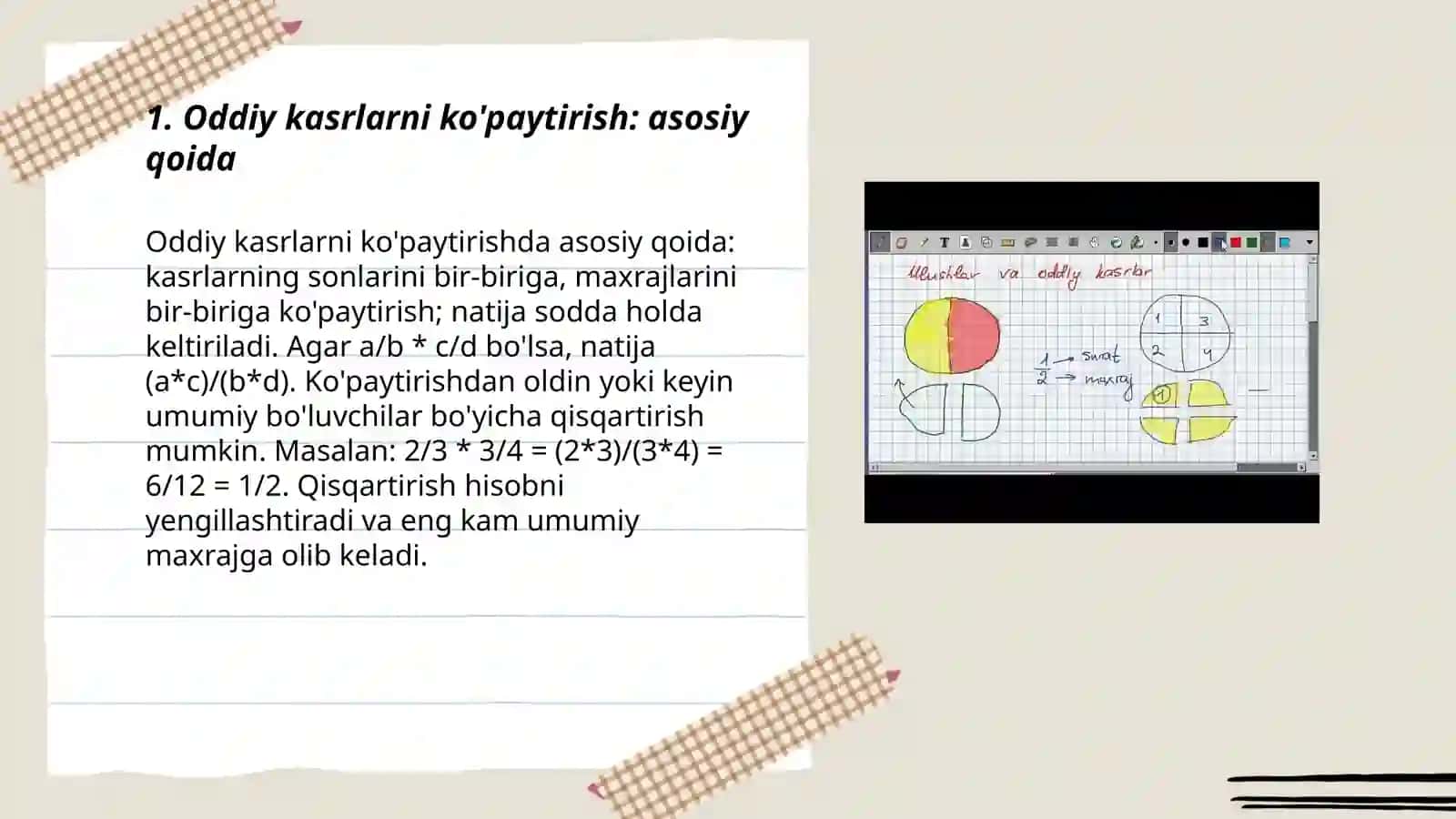 Oddiy kasrlarni ko'paytirish va bo'lish 3