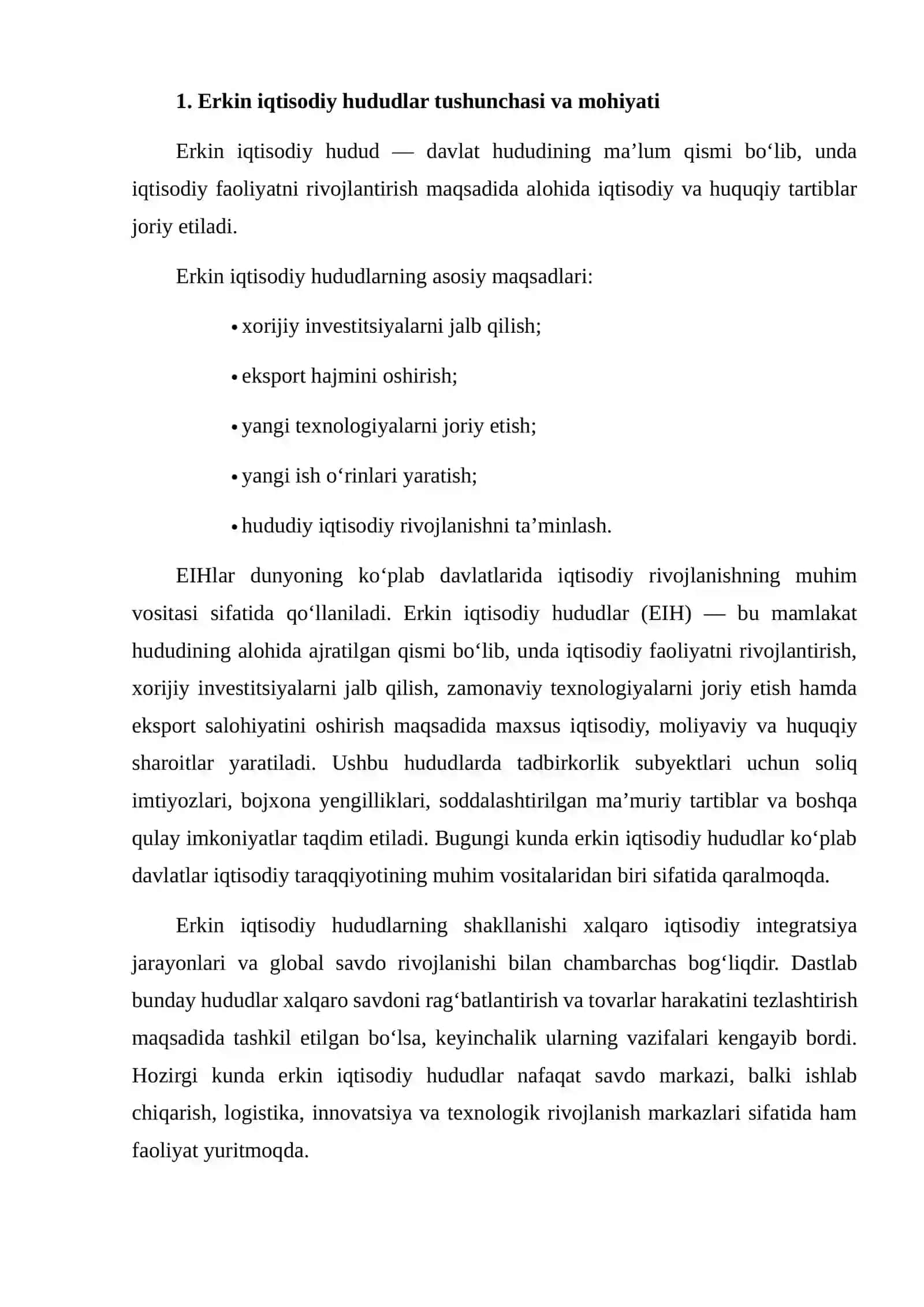 Erkin iqtisodiy hududlari va ularni tashkil etish muammolarini tahlil qilish 3