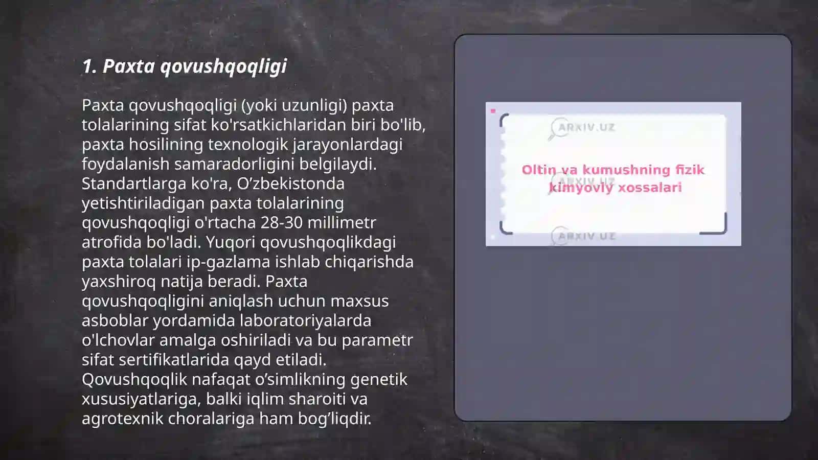 Paxtaning fizik - mexanik xususiyatlari 3