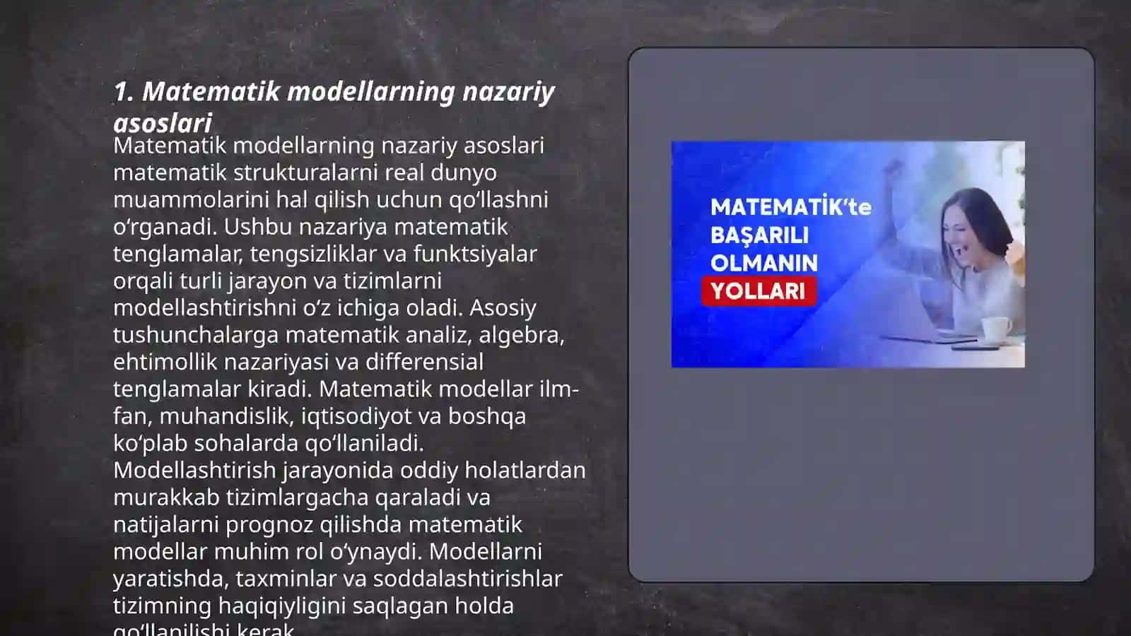 Matematik modellarning amaliy taqdimoti 3
