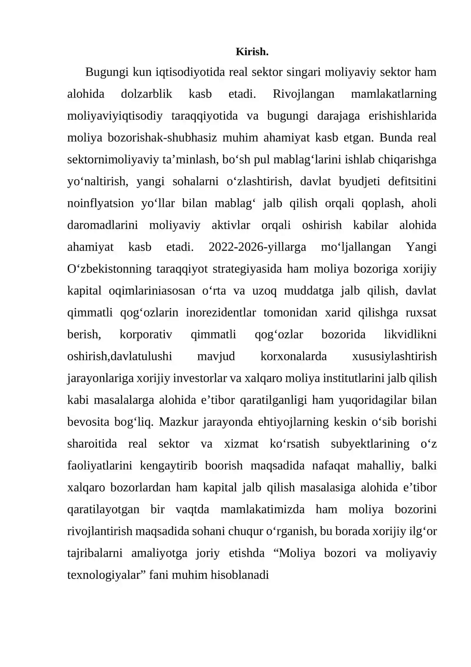 SAMARQAND IQTISODIYOT VA SERVIS INSTITUT “BANK-MOLIYA XIZMATLARI” FAKULTETI “MOLIYA BOZORI VA MOLIYAVIY TEXNOLOGIYALAR” FANIDAN 3