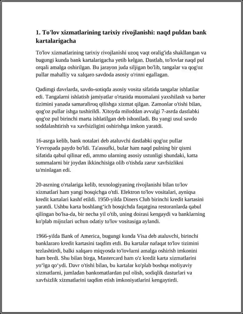 TULOV XIZMATLARINING EVOLUTSIYASI 3