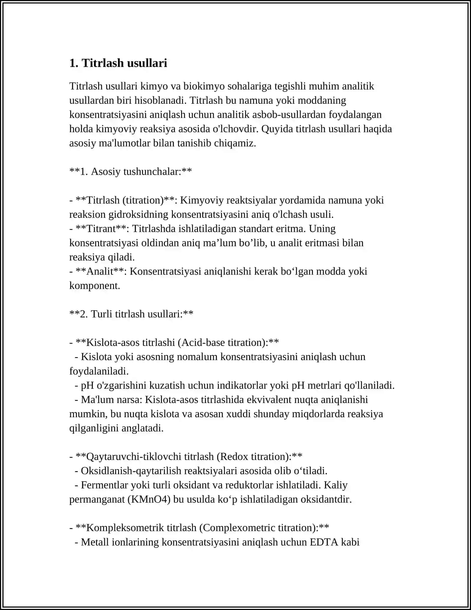 TITRAMETRIYA USULIDA SUVNING DOIMIY QATTIQLIGINI ANIQLASH 3