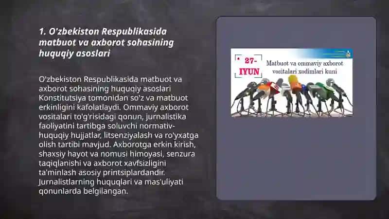 O'zbekiston Respublikasida matbuot va axborot sohasining huquqiy asoslari 3