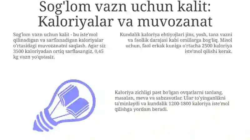 Sog'lom vazn uchun asoslar 3