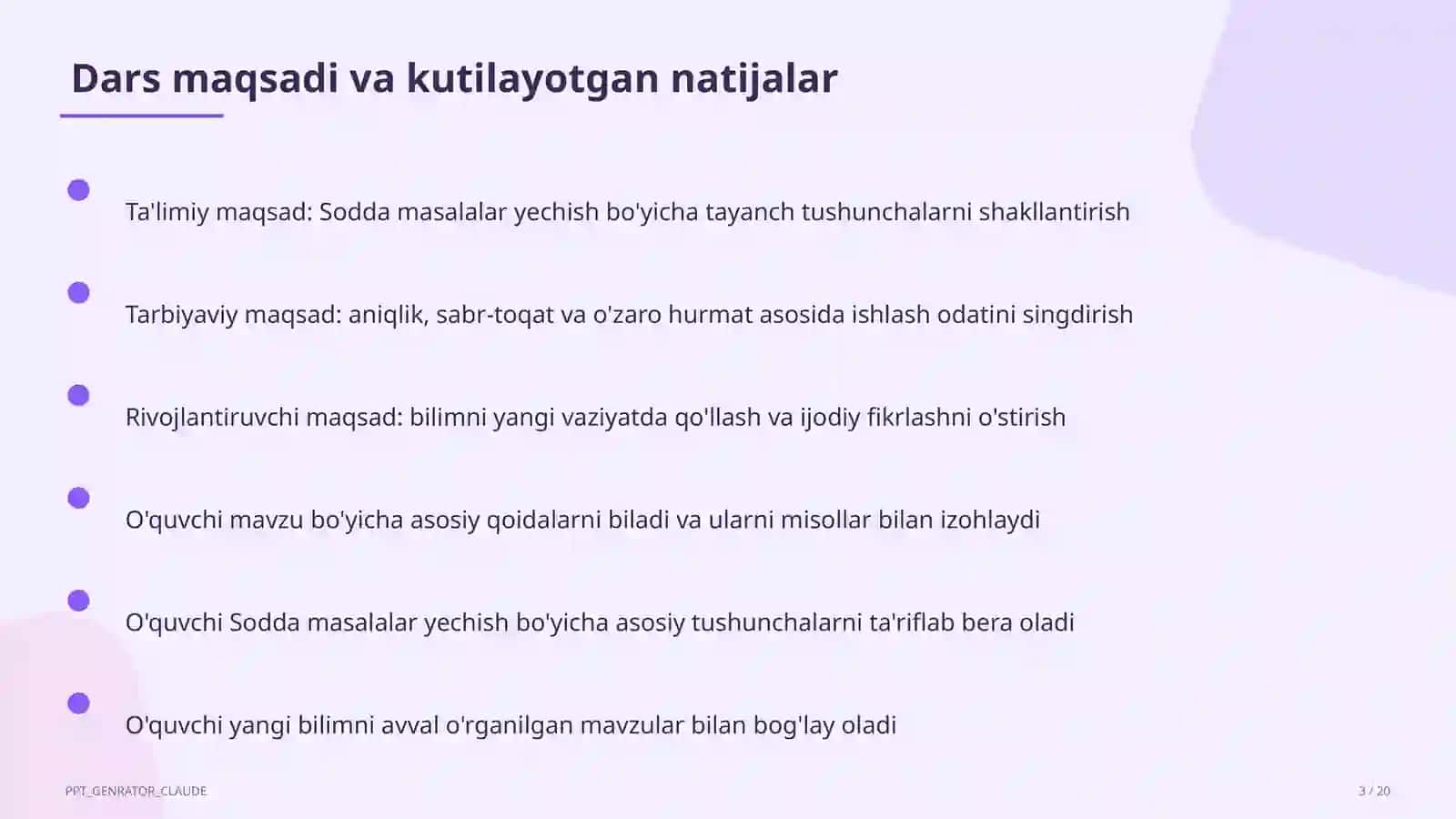 Sodda masalalar yechish (1-sinf) 3