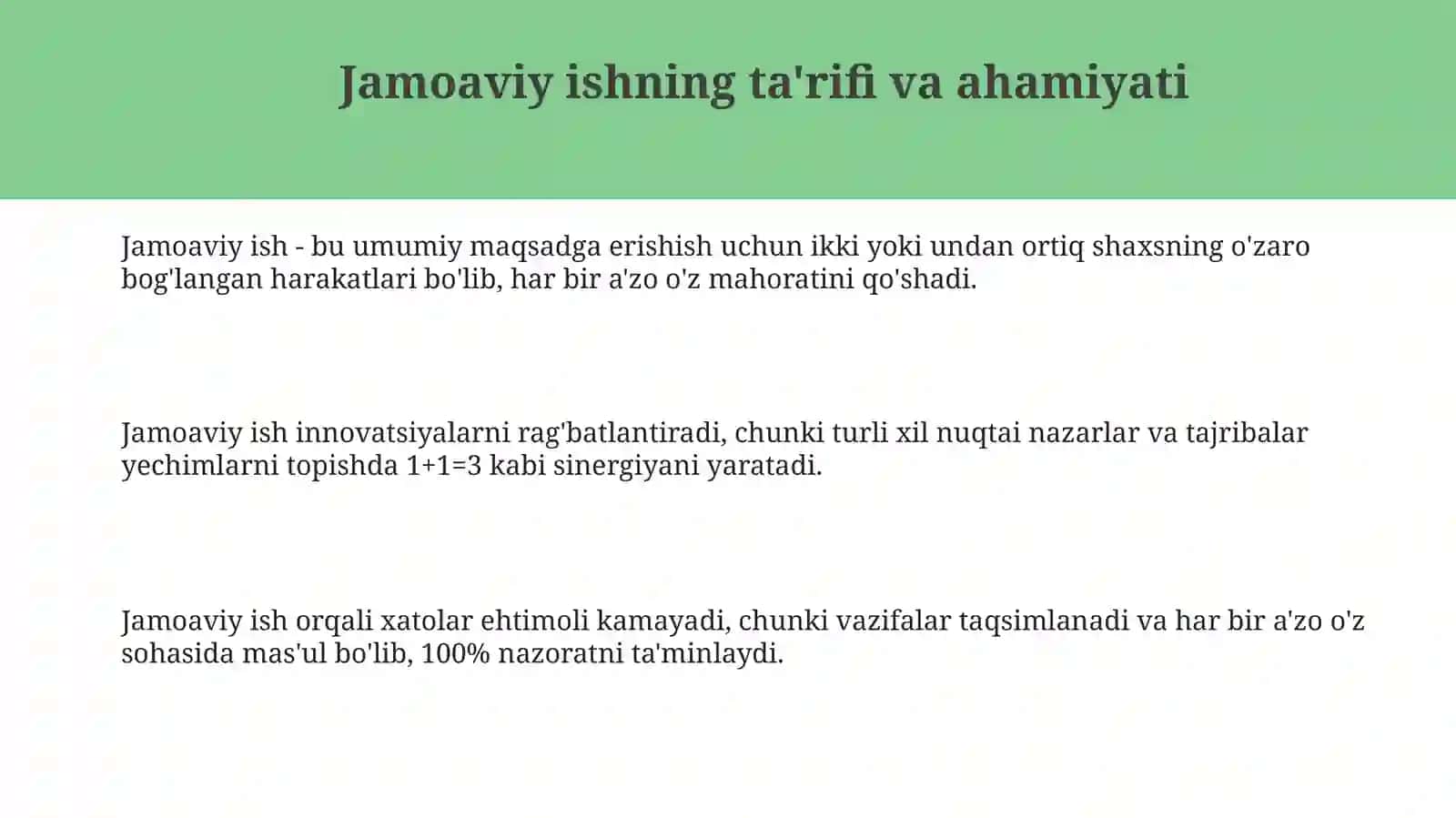Jamoada ishlash team working 3
