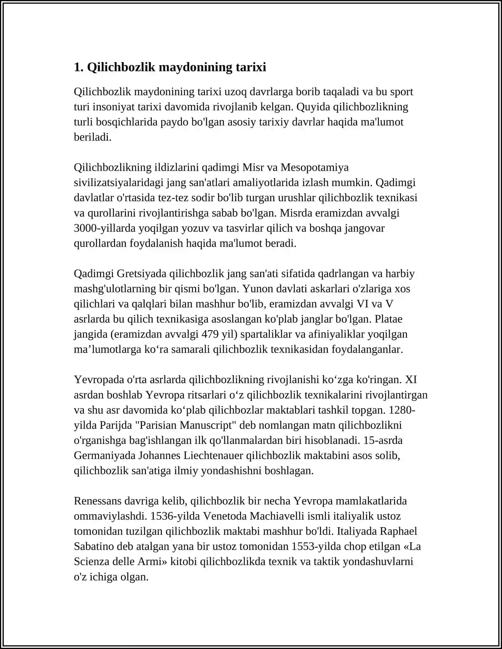 QILICHBOZLIK MAYDONI 3