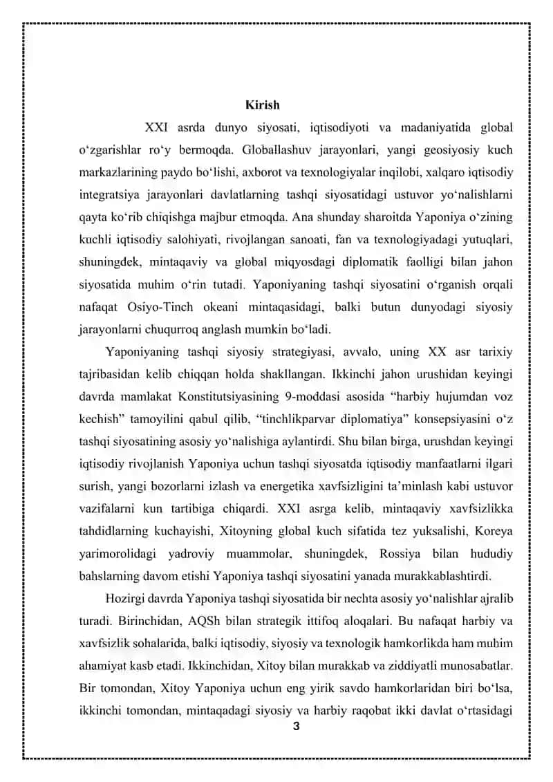 XXI asrda Yaponiyaning tashqi siyosiy aloqalar 3