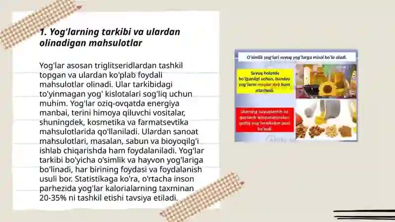 Yog'lar.olinishi va hossalari 3