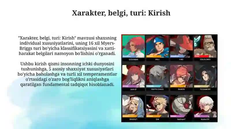 Personaj, xarakter, tip 3