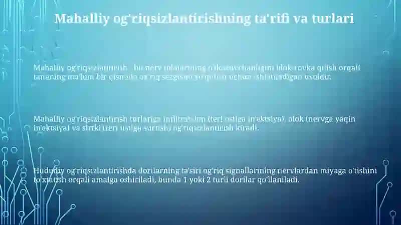 Mahalliyanesteziya va uning turlari 3