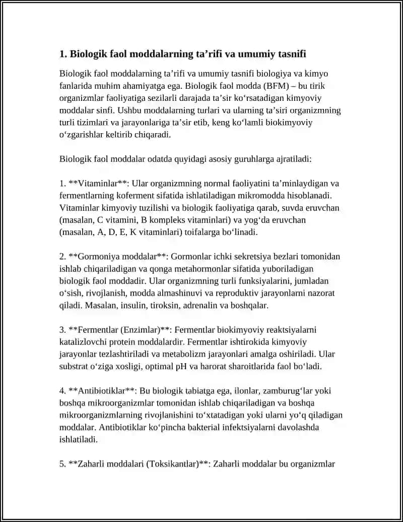 BIOLOGIK FAOL MODDALAR VA ULARNING XUSUSIYATLARI 3