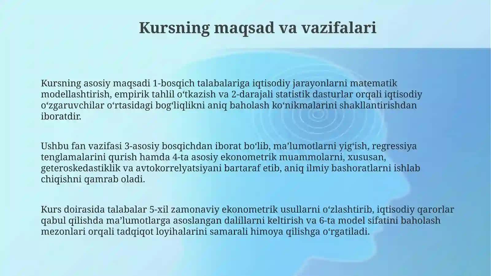 Amaliy ekonometrika fanning predetermined vazifalari 3