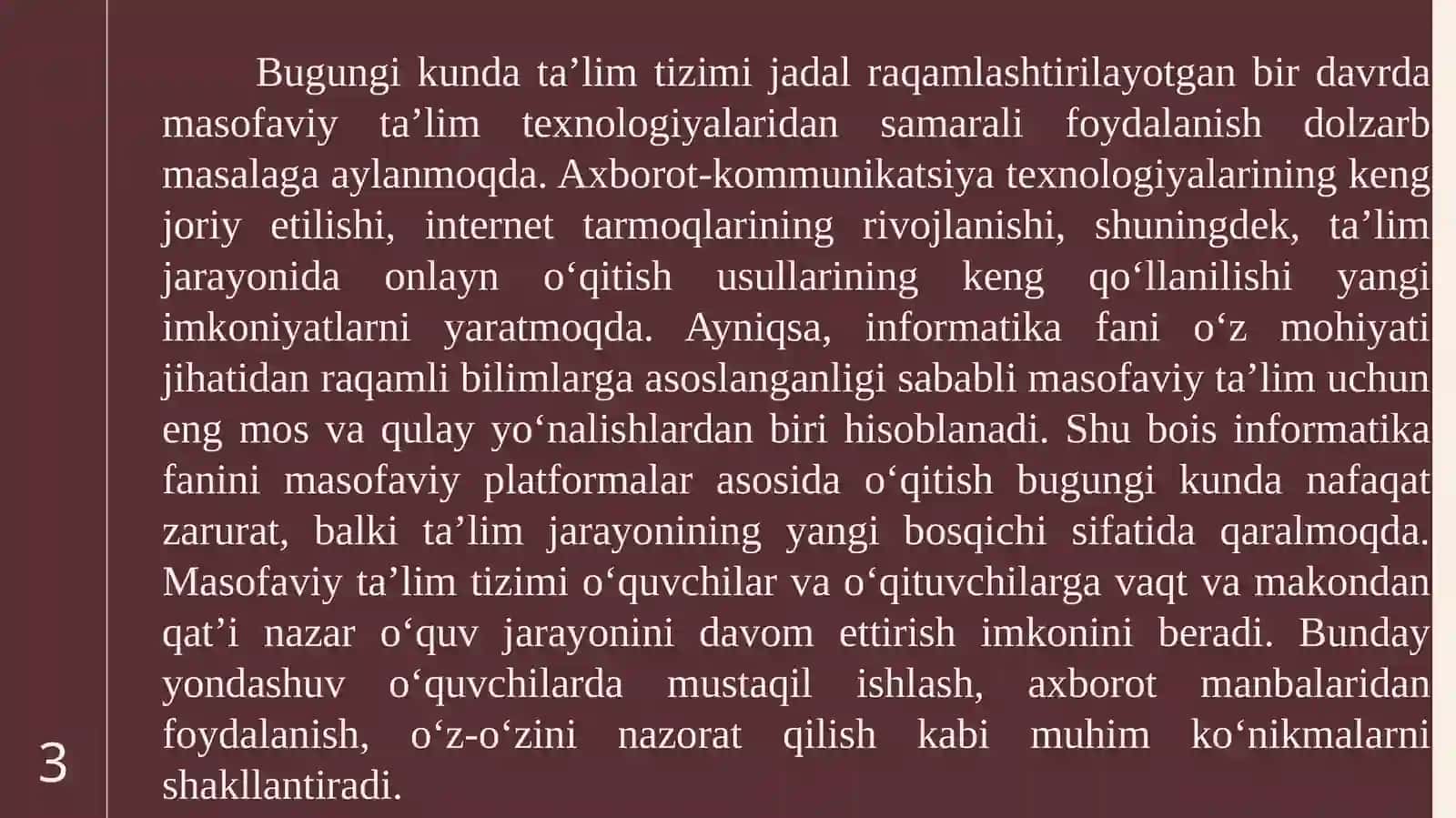 Masofaviy ta’lim platformalarida informatikadarslarini tashkil 3