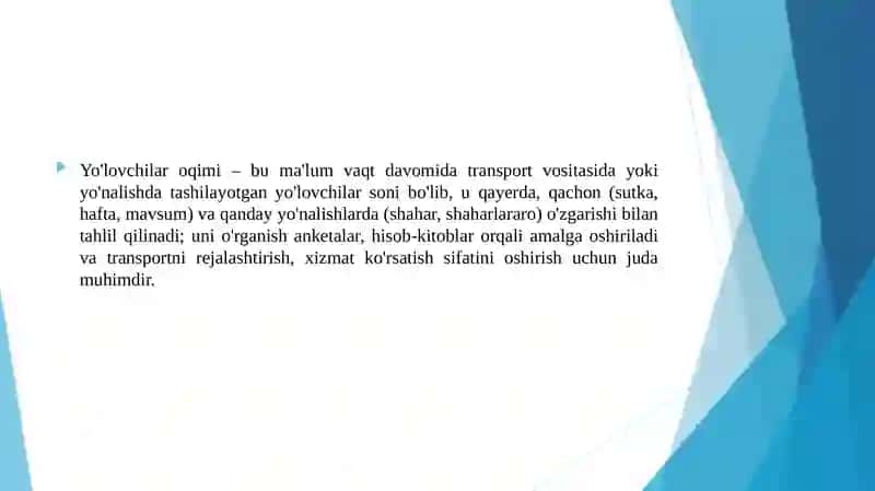 Yo‘lovchilar oqimi haqida umumiy tushunchalar 3