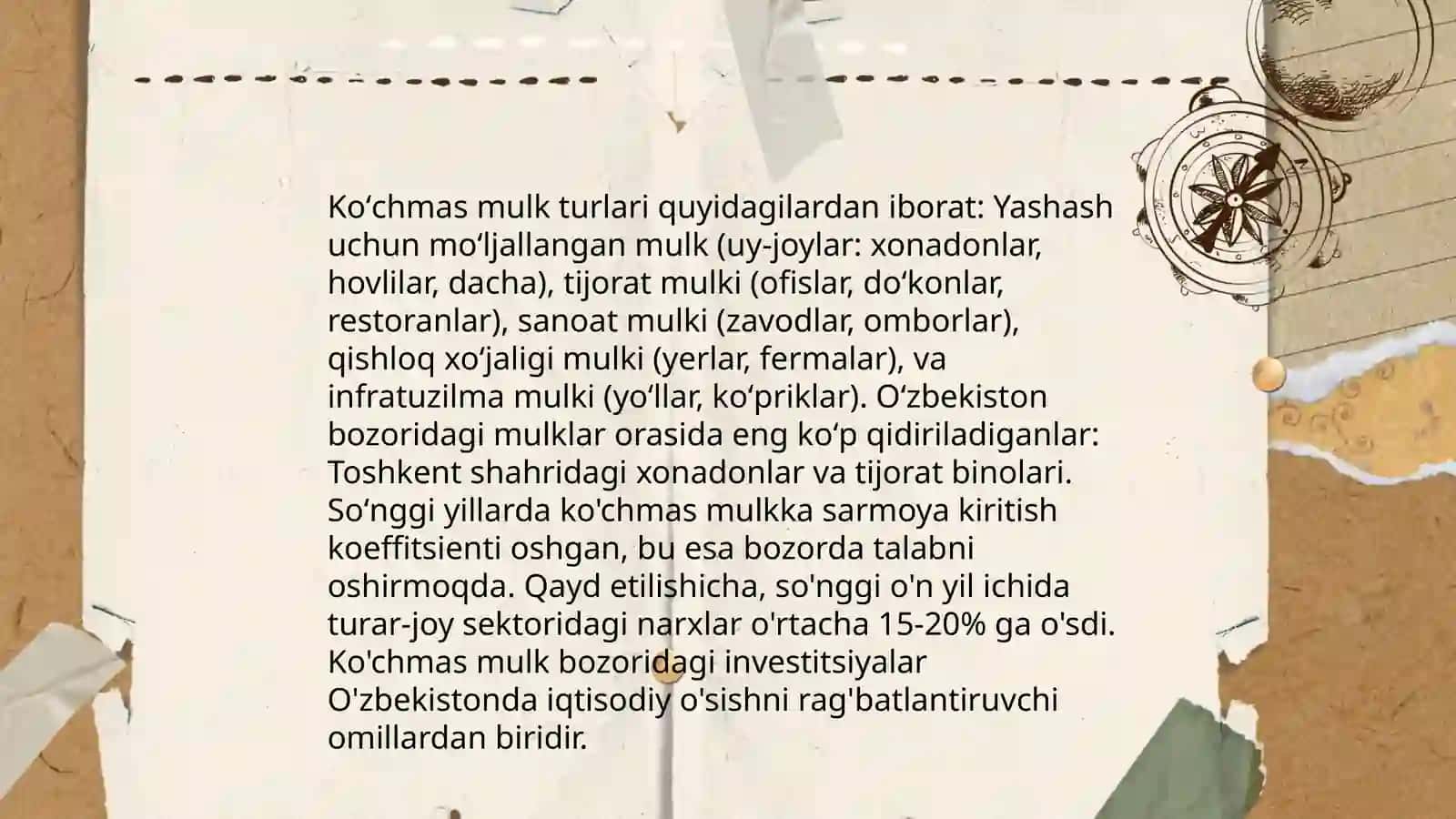 Koʻchmas mulk tasnifi va tavsifi 3