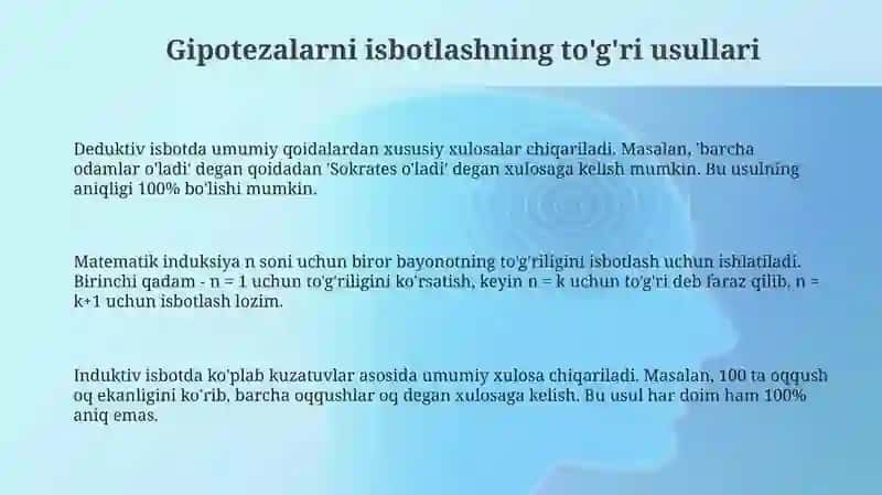 Gipotezani bevosita va bilvosita isbotlash metodlari 3