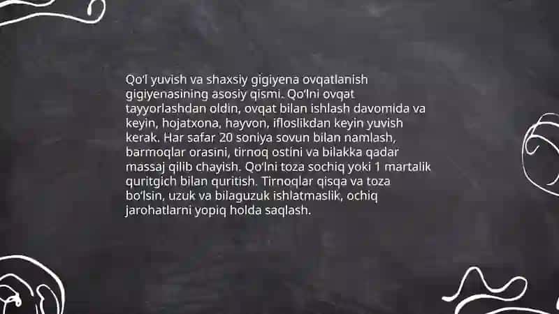 Ovqatlanish gigiyenasi 3