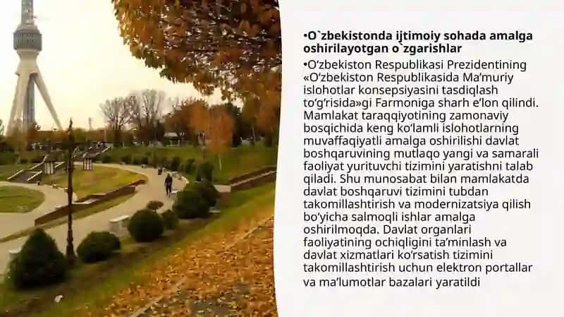 O‘zbekistondagi ijtimoiy sohada amalga oshirilayotgan o‘zgarishlar 3