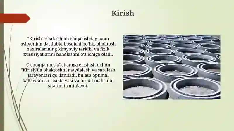 Kirish ohak ishlab chiqarishdagi xom ashyon 3