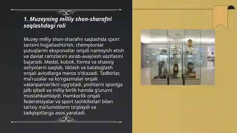 O’zbekiston Olimpiya shon shuhrat muzeyining ahamiyati 3