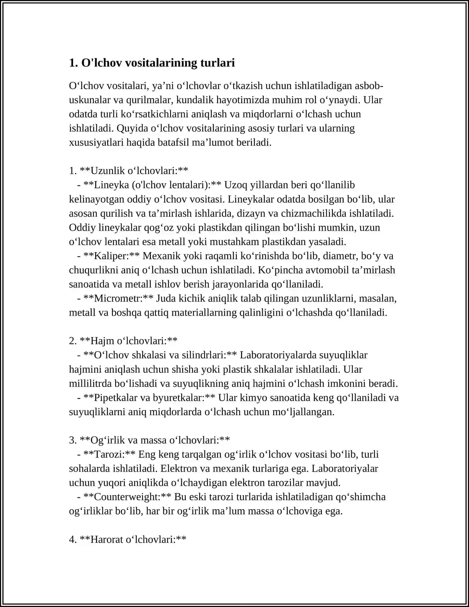 O'LCHASH VOSITALARI ULARNING TURLARI O'LCHASH XATOLIKLARI 3