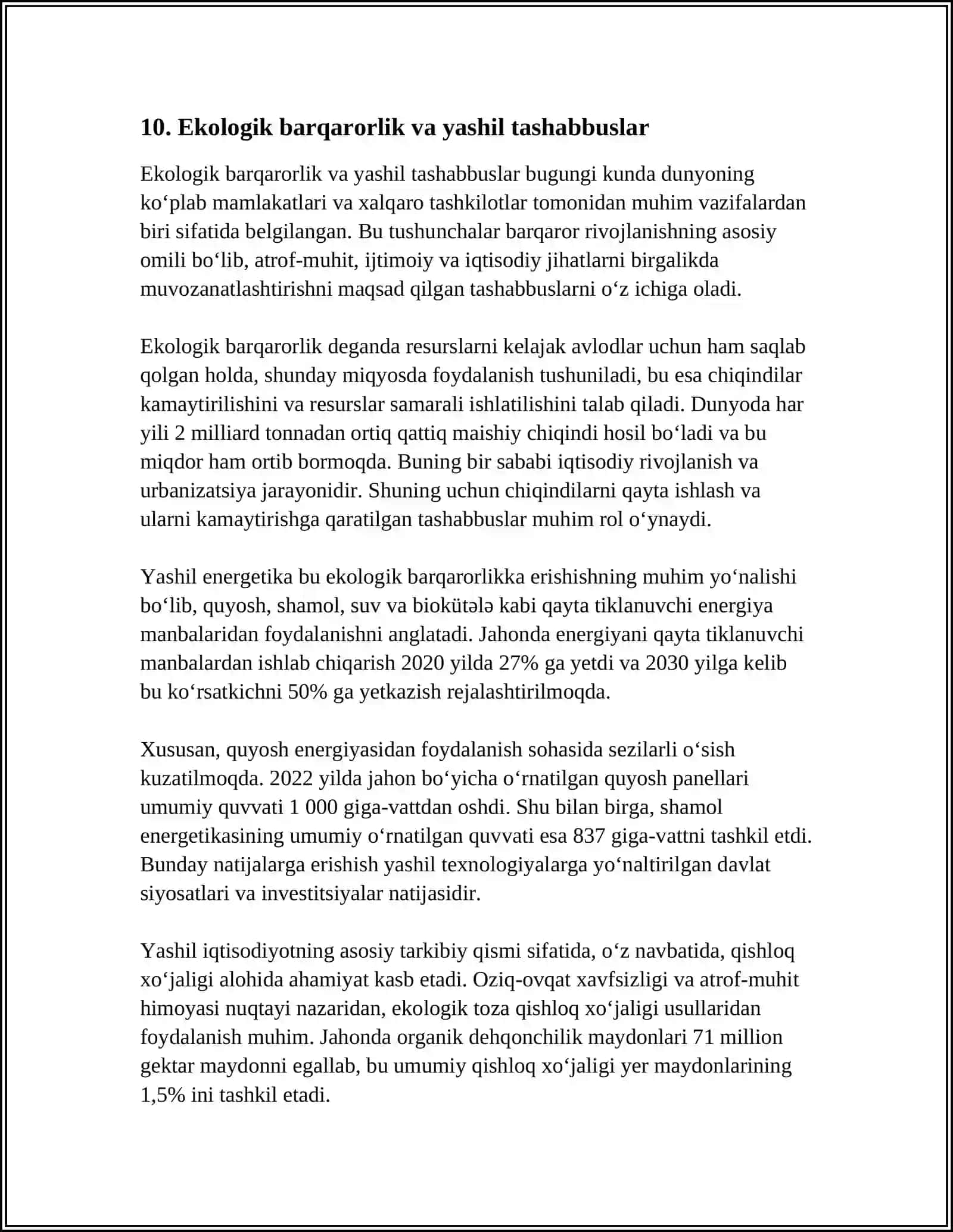 Ekologik barqarorlik va yashil tashabbuslar 3
