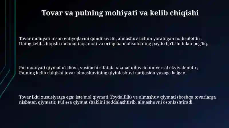 Tovar va pul munosabatlari 3