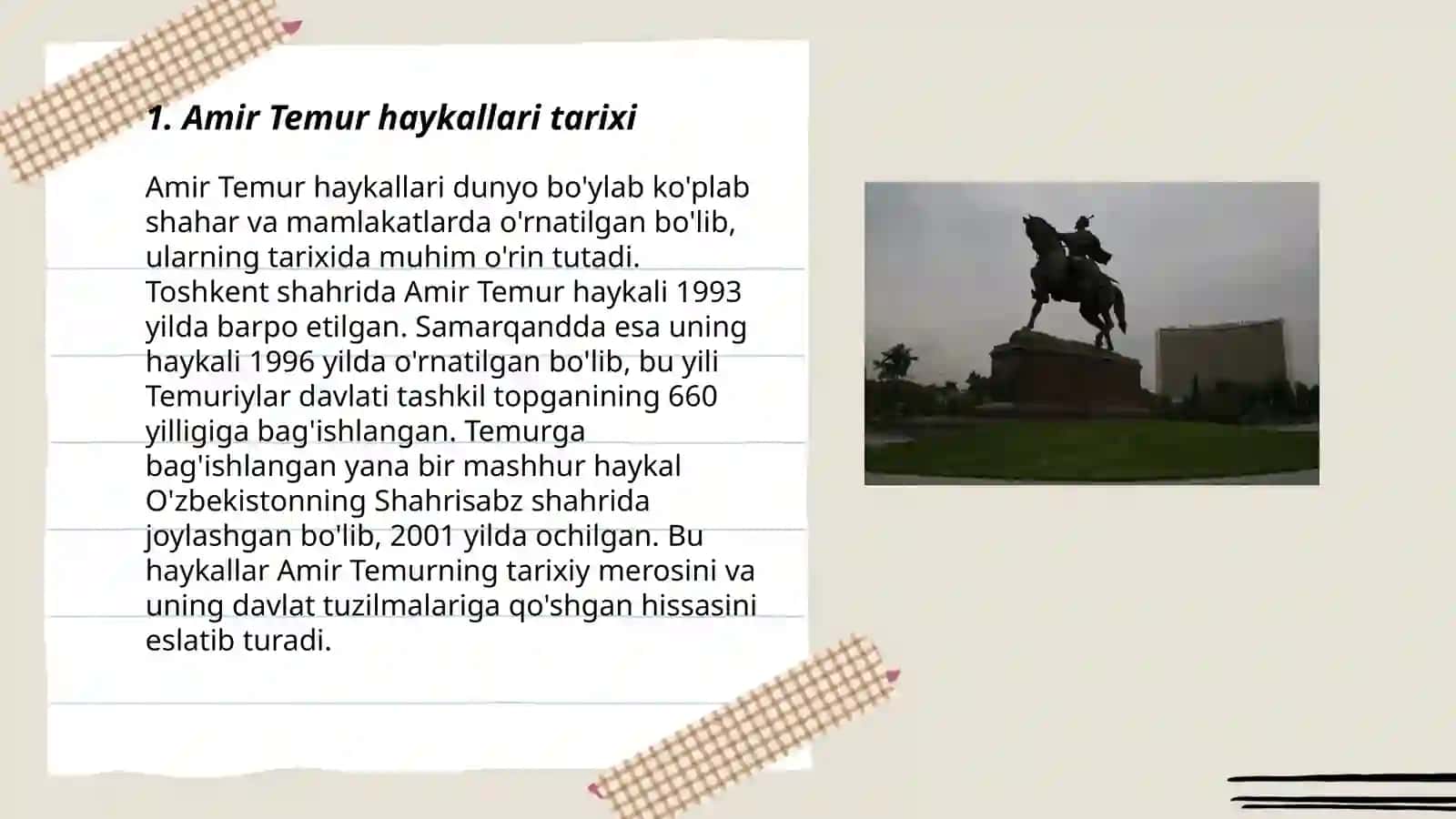 Oʻzbekistondagi Amir Temur haykallari 3
