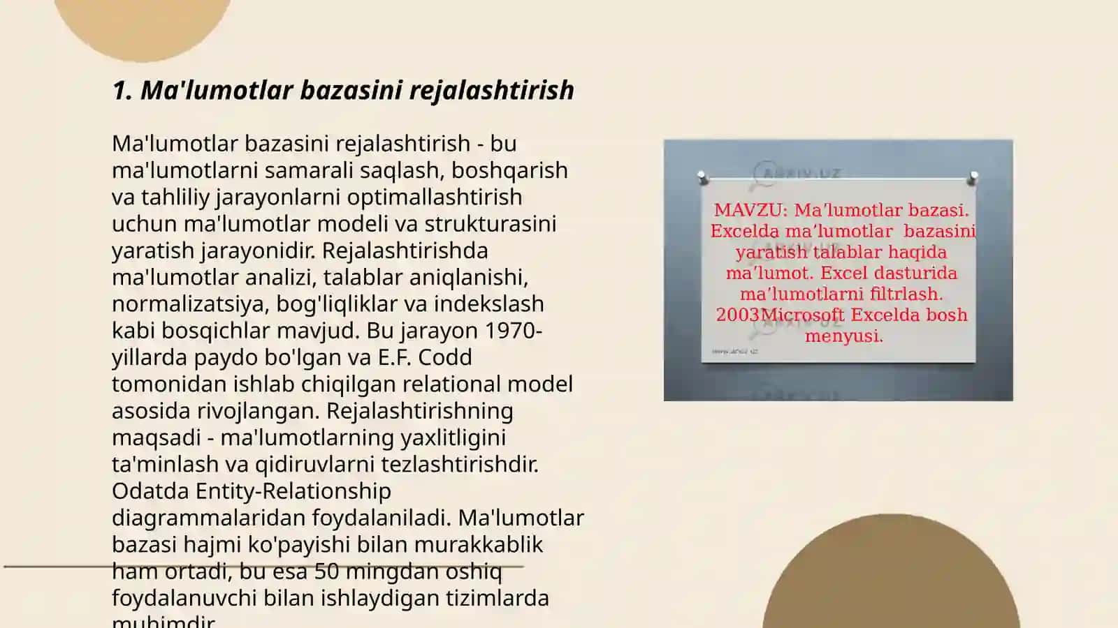 Ma'lumotlar bazasini rejalashtirish 3