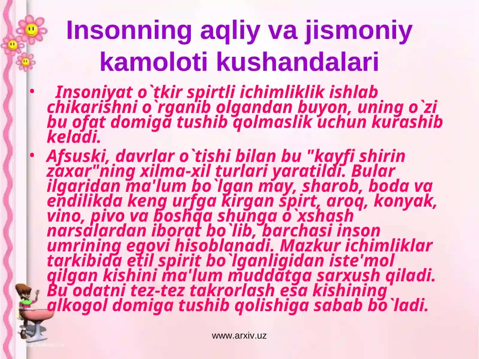Insonning aqliy va jismoniy kamoloti kushandalari 3