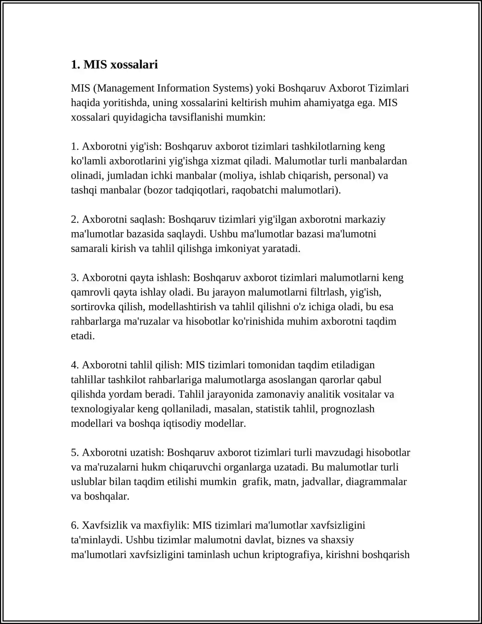 MIS ISHLAB CHIQARISH TEXNOLOGIYLARI 3