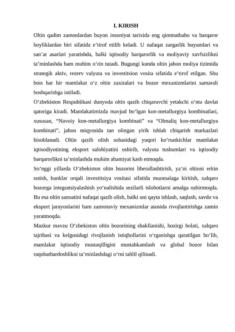 O'ZBEKISTON RESPUBLIKASI OLTIN BOZORI 3