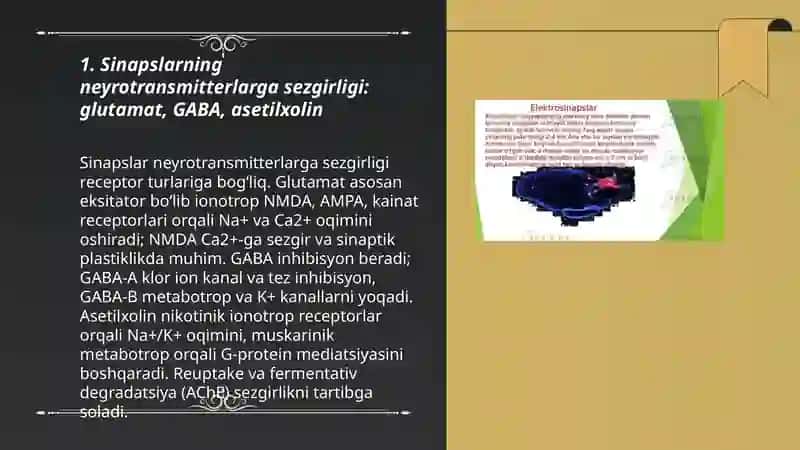 Sinapslarning turli moddalarga sezgirligi 3