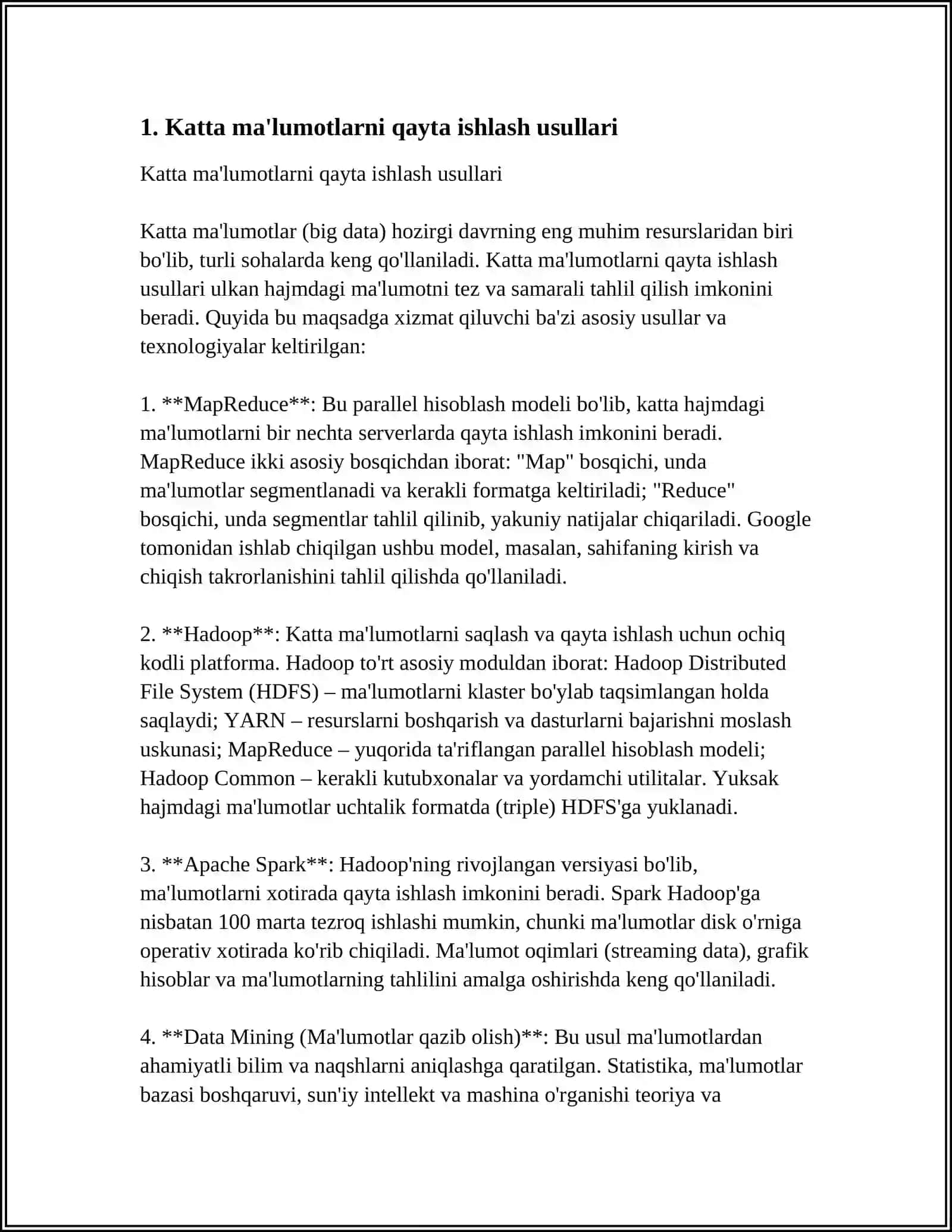 KATTA MALUMOTLARNI QAYTA ISHLASH TEXNILOGIYALARI 3