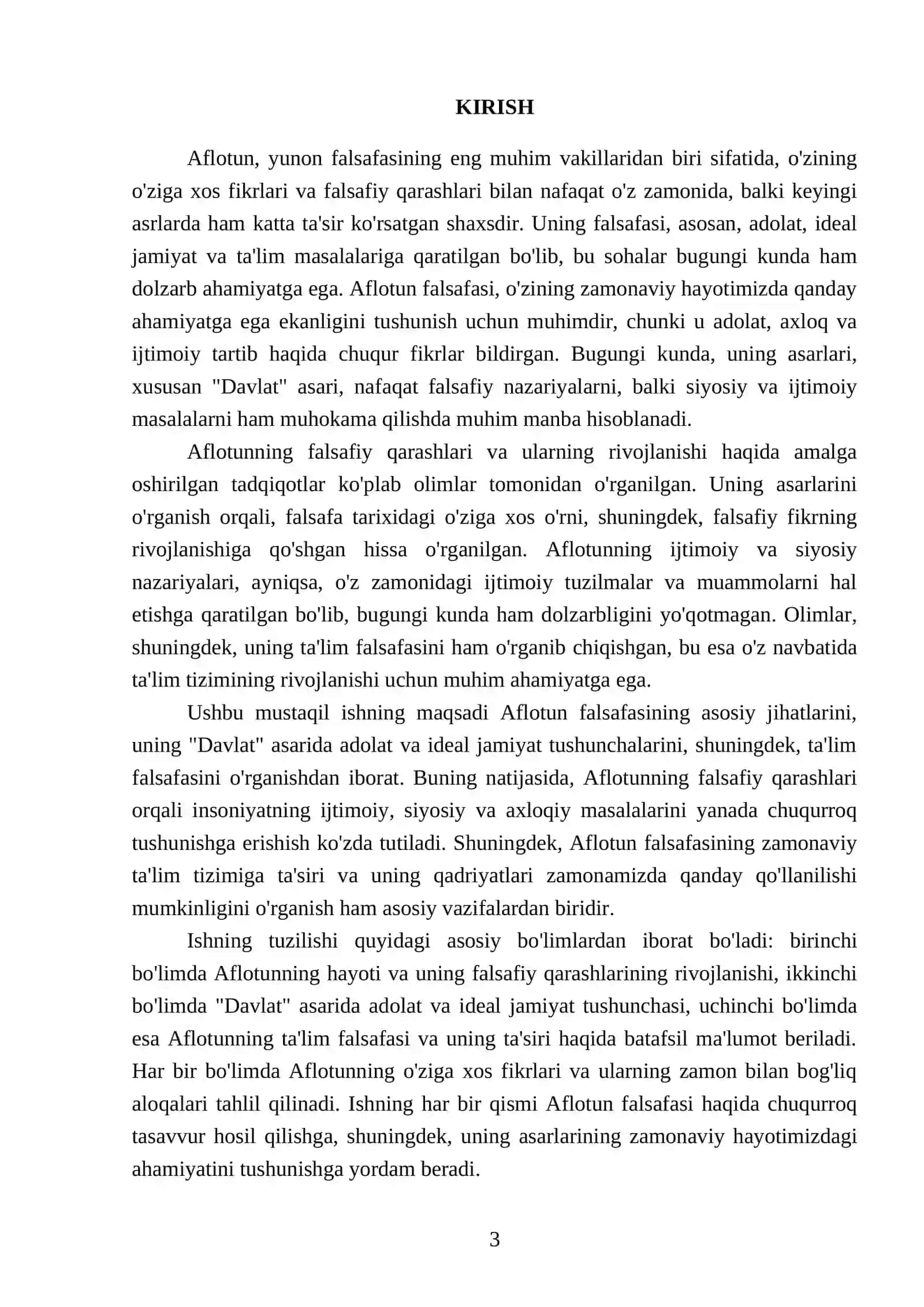 Aflotun falsafasi haqida 3