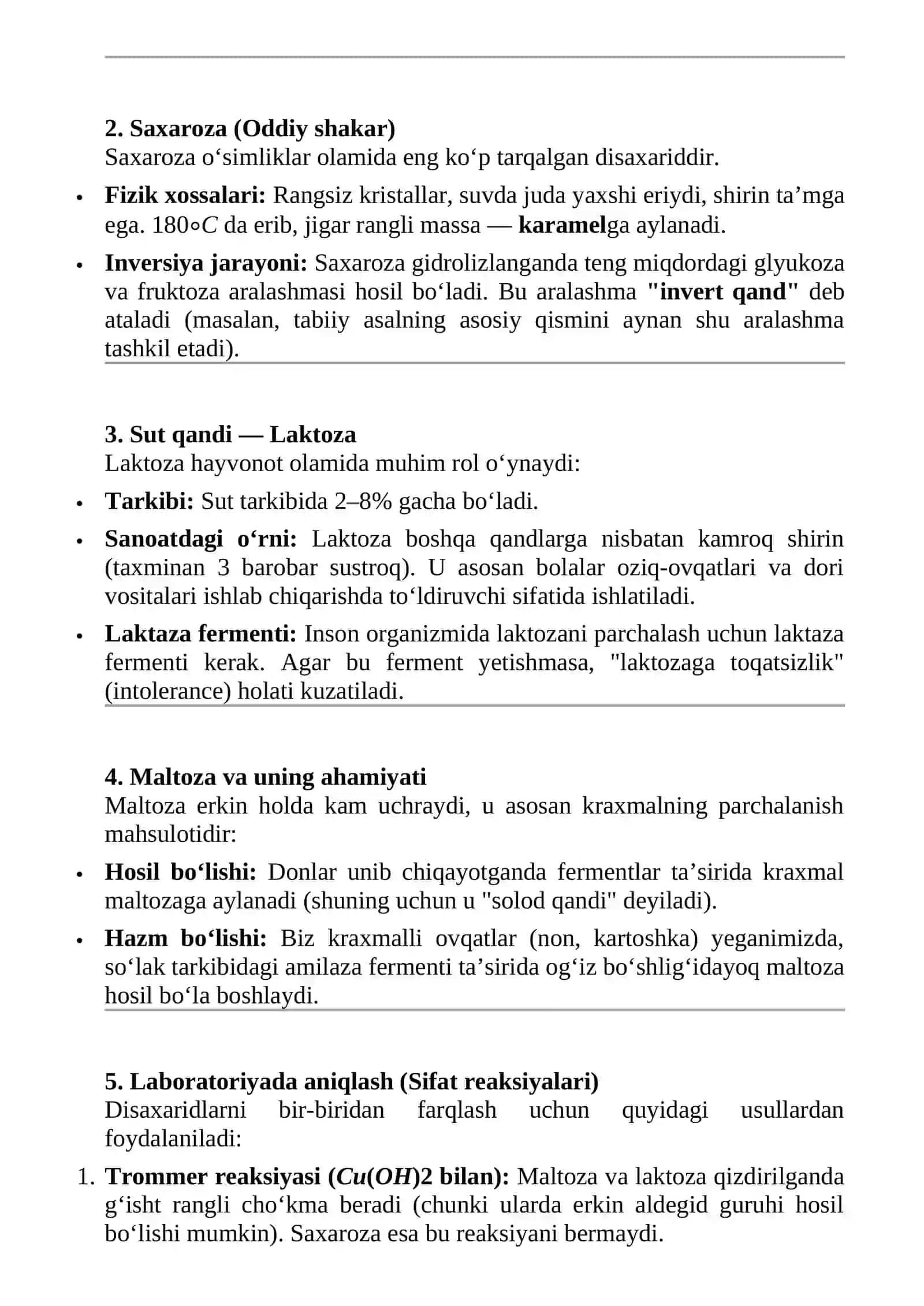 Disaxaridlarning tuzulishi va xossalari 3