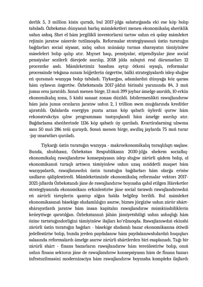 Ózbekstanda social tarawda ámelge asırılıp atırǵan ózgerislerdiń mazmun hám mánisi 3